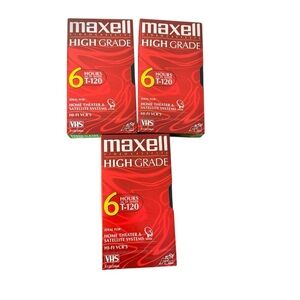 Maxell T-120 VHS Videocassette Tapes High Grade 6 Hour EP Mode Lot of 3 Sealed